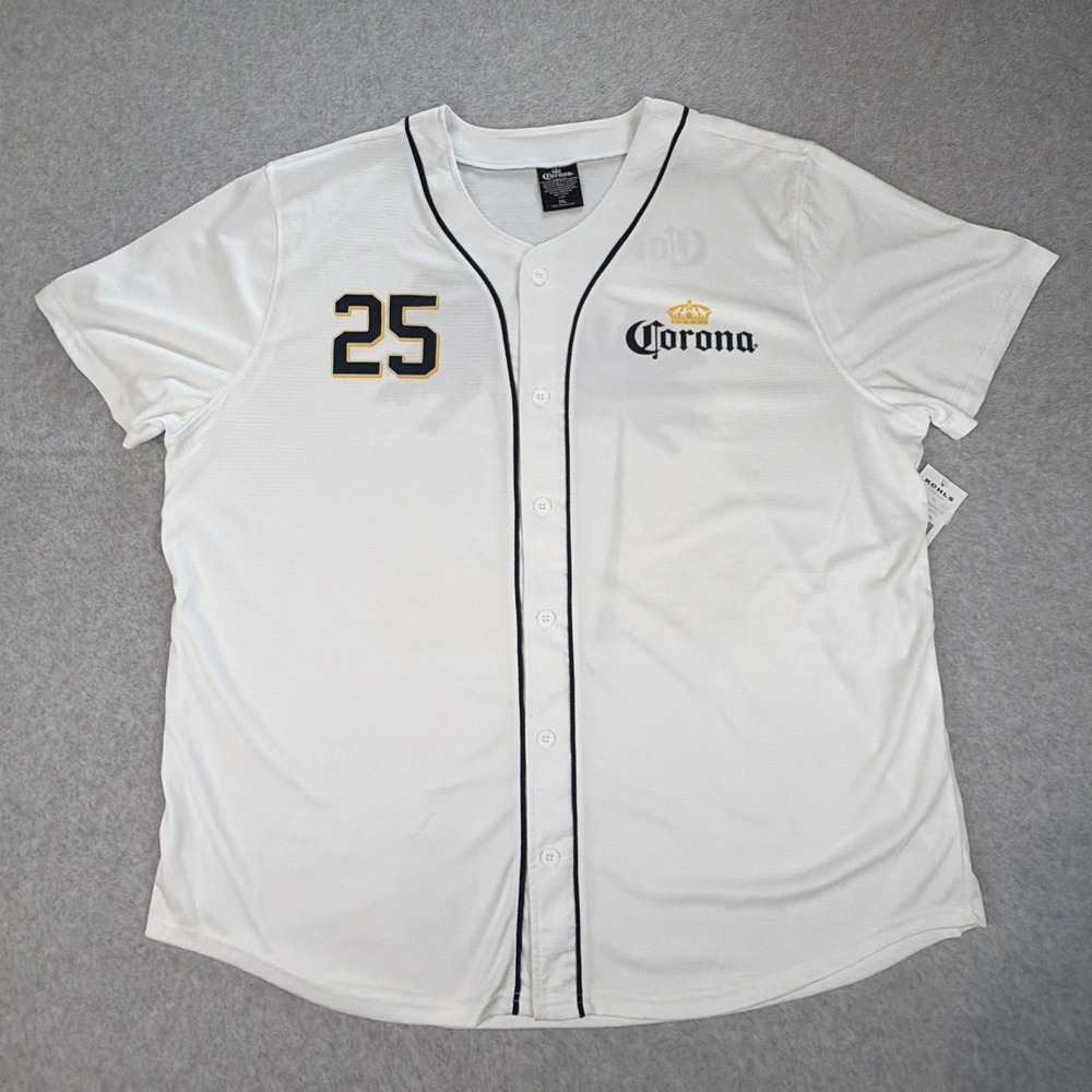 Corona Baseball Jersey Shirt Mens XXL 25 Palm Tree La Vida Mas Fina Print